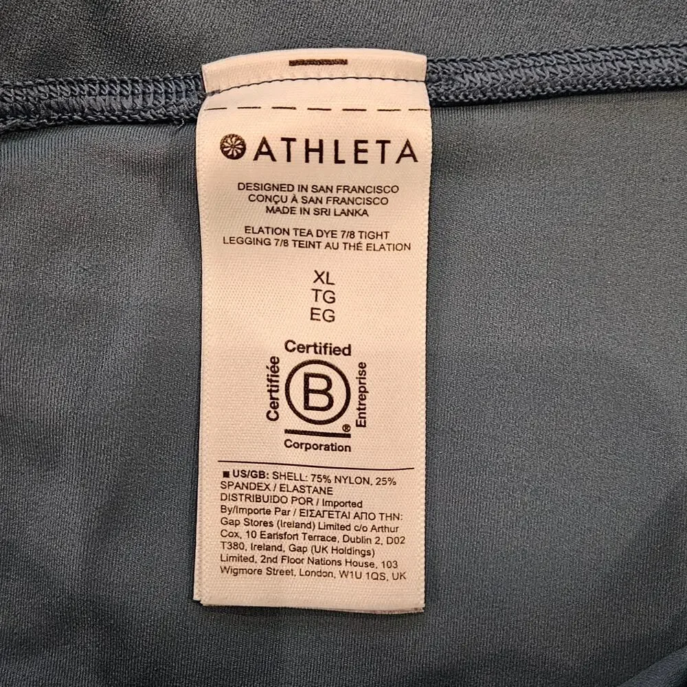 Athleta Tea‎ Dye 7/8 Tight Leggings Womens Size XL Blue High Rise Activewear Gym